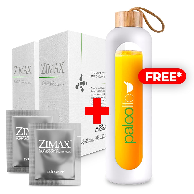 2 Zimax® Sachets + Free* Glass bottle and silicone sleeve